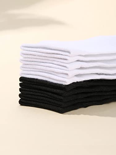 Oyoangle Girl's 10 Pairs Basic Solid Ankle Socks Comfy Breathable Low Cut Gift Sock Black And White S #TOP2