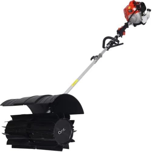 Gas Powered Snow Sweeper Brush Broom Cordless Hand Held Walk Behind Power Shovel Snow Cleaner for Driveway Lawn Garden 52CC 2-Stroke 2.4HP (27.2x10.4 EPA)