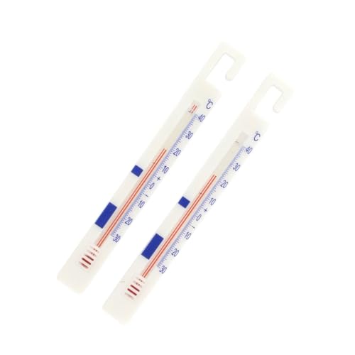 FM Professional 21824 Thermomètre réfrigérateur et congélateur - Lot de 2 thermomètres en plastique blanc, 15,5 cm x 1,7 cm x 0,6 cm