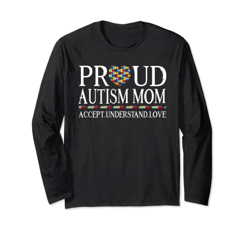 Proud Autism Mom Family Autism Awareness Day Manga Larga