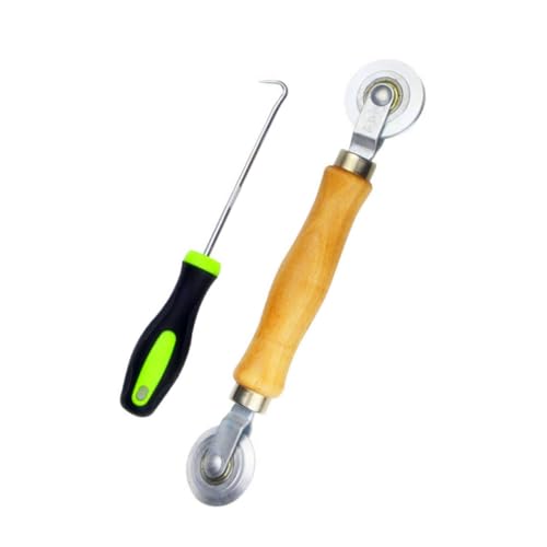 Gatuida 2 piezas Kit de Rodillo Prensador para Instalación de Pantalla de Ventana Herramienta de Metal con Doble Rueda Convexa y Cóncava Ampliado para Puertas y Ventanas