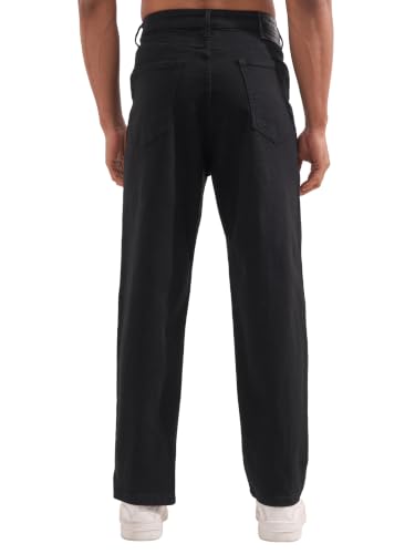 Image of Highlander Men Men's Premium Loose Straight Fit Mid-Rise Cotton Lycra Jeans - Button Closure, Machine Washable, Comfortable All-Day Wear for Casual & Semi-Formal Occasions