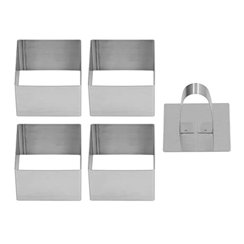 Cake Ring Mold, Stainless Steel Mousse Crumpet Rings, Dessert Mousse Molds, Weldless High Temperature Resistance Making Muffin Tart Ring Mold Set(square)