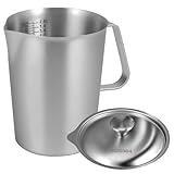 Jarra de espuma de leche, jarra de espuma de leche de acero inoxidable, jarra de café barista con marcas de medición y tapa para arte con leche, capuchino y espresso (2 L)