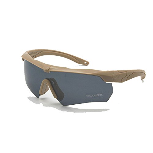 EnzoDate Ballistic Military Goggles 3LS, 4LS 5LS Kit Polarized Army Sunglasses Men's Tactical Eyeshield (tan, 5 Lenses (1 Polarized Out of 5))