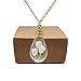 White Blooming Babysbreath Real Flower Waterdrop Pendant 18k Gold Plated Chain Long Necklace