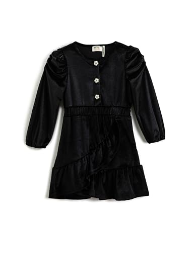 Vestido de terciopelo de manga larga con volantes perfecto para cenas románticas de invierno