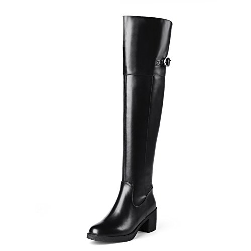 Bottes Mince Épaisseur en Cuir pour Mollets Fins sans Plis
