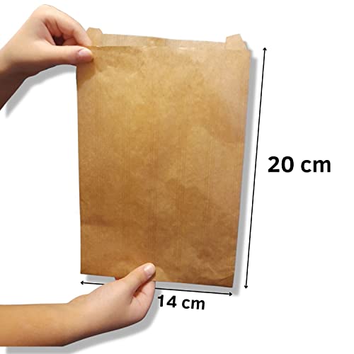 Miniatura 2 de Grupo Darik Pack Con 100 Unidades. Bolsas De Papel Kraft Para Alimentos, 20 X 14 Cm, Bolsas De Panadería, Bolsas De Papel De Estraza Para Manualidades, Bolsas De Pan, Bolsas Para Golosinas