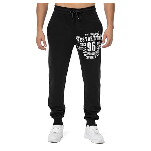 Cipo & Baxx Herren Jogginghose CR156 Schwarz – Bequeme Freizeithose mit sportlichem Schnitt funktionalen Taschen & modischem Design für Alltag, Sport und Streetwear - CR156 Schwarz M