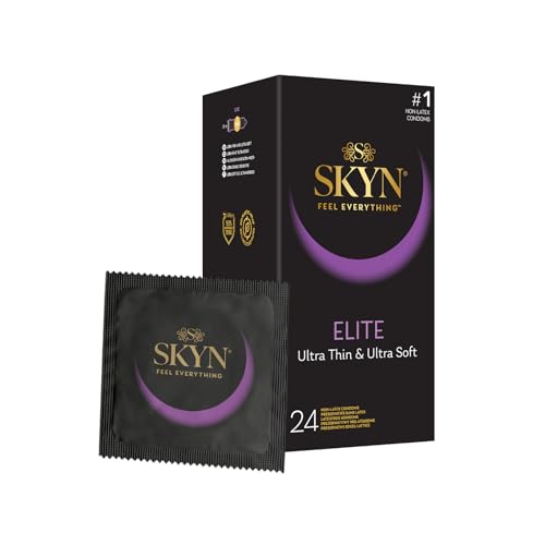 SKYN Elite (Pack of 24): Ultra-Thin Latex Free Condoms for Men Regular Size Condoms SKYNFEEL Technology Smooth Surface Lubricated 53mm Nominal Width