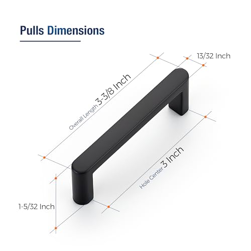 JOY DECOR Cabinet Pulls, 3 Inch Hole Center, Matte Black, 15 Pack Cabinet Handles – Modern Zinc Alloy Drawer Pulls, Sturdy Ideal for Kitchen Cabinets, Dressers & Bathroom Vanities by JOY DECOR - Image 2