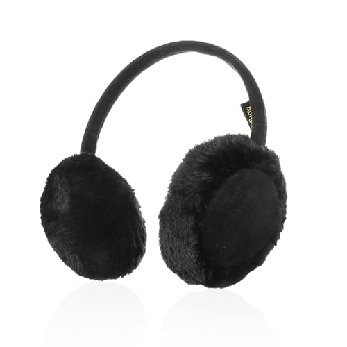 Aurya Kids Classic Ear Warmers/Earmuffs-Winter Faux Fur Warm Ear Muffs for Boys and Girls (Black)