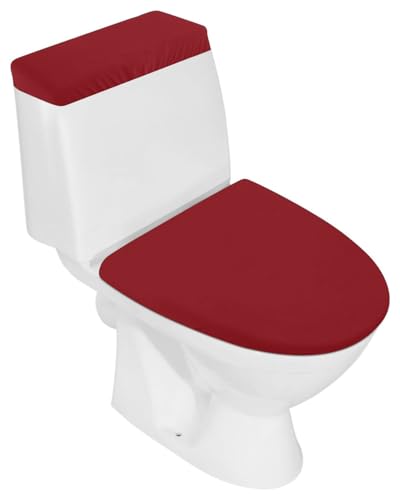 AZHCHKE Toilet Lid Cover and Toilet Tank Lid Cover, Bathroom Toilet Lid Seat Cover Set, Stretch Washable Spandex Fabric Toilet Protector (Dark Red)