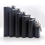 CNFLASK 304 Stainless Steel Matte Black Powder Coating Hip Flask & SST Lid Black Whiskey Flask (8oz)