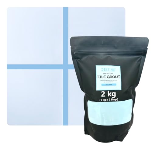 Image of DESTINE READY-TO-MIX inchTILE GROUT inch (16 COLOURS) (ALL PACKS: 100 Gm,250 Gm,400 Gm,800 Gm,1 Kg), Waterproof, Cement Based Tile Joint Filler, Crack Filler, Tiles Gap Filler (2 Kg, Sky Blue)