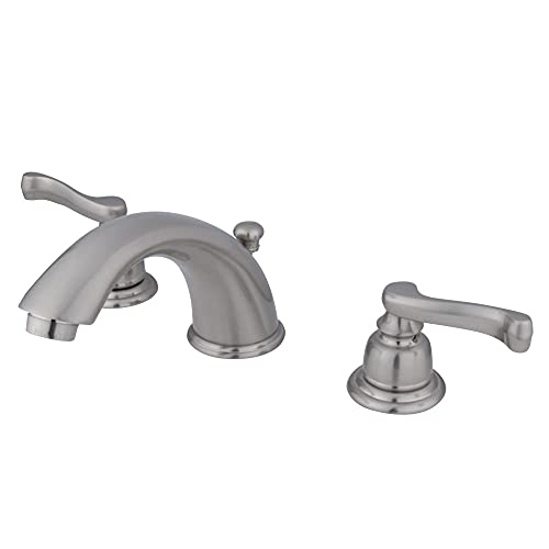 Kingston Brass KB8968FL Royale Widespread Bathroom Faucet with Brass Pop-Up Drain, 5-3/4, Brushed Nickel