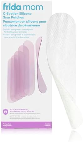 Frida Mom C-Section Silicone Strips, C-Section Recovery Must Have Scar Patches, Reusable Medical Grade Treatment for Keloid Scars, Includes Case & Pouch