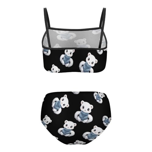 White Mink Girls Bikini Swimsuit Two Piece Bathing Suit Beach Swimwear2