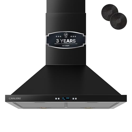 Image of CAVALIERE Value-Focused 462 CFM Wall Mount Range Hood 30 Inch, 3-Year Warranty, Enhanced Stainless Steel, Ducted /Ductless Range Hood Convertible (Kit Included) LED Lights, Baffle Filter, Touch Control
