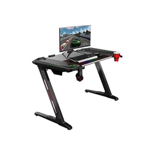 Image of Carbon X Pro Ergonomic Z2 Gaming Desk | Computer Gaming Desk with Retractable Cup Holder, Headset Hook | RGB Light (Black)