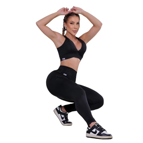 Conjunto Fitness Basic Feminino Academia PRETO BRAZILIA FITNESS AQN (PRETO, P)