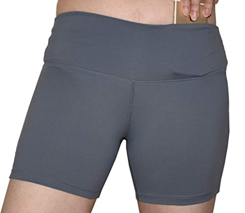 Private Island Women UPF 50+ Beach Board Shorts Swimsuit Hot Pants Pocket Bathing Swim Rash Guard Bottom (L, Grey)