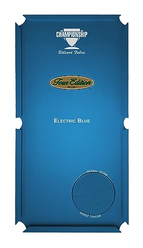 WS BILLIARDS, INC. Championship Tour Edition 3030 Pool Table Cloth Replacement Kit for 8 FT Pool Tables Billiard Table Felt with Horsehair Brush, Chalk, 6 Precut Rail Cloth Pieces (Electric-Blue)