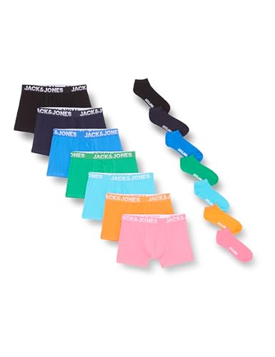 JACK & JONES Herren Jaccole Travelkit Boxershorts, Victoria Blue/Pack:Green Bee Black - Hot Pink - Scuba Blue - Persimmon Orange - Navy Blazer, XL 1