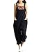 YAELUCKY Women Cotton Linen Overalls Adjustable Strap Pattern Sleeveless Jumpsuit With Pockets Black