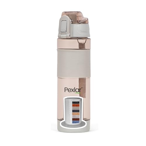 Image of Pexlar Tritan Multi Stage Alkaline Water Filter Bottle | Alkaline Water Generator | Water Bottle with Filter inside | Grey | 650 ml | Multirich Mineral Water - BPA Free
