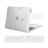 MOSISO Compatible with MacBook Pro 13 inch Case 2016-2020 Release A2338 M1 A2289 A2251 A2159 A1989 A1706 A1708, Plastic Planets Stars Hard Shell Case & Keyboard Cover & Screen Protector, Transparent