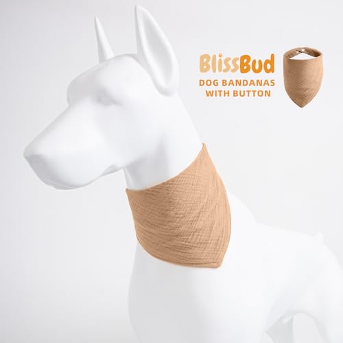 BlissBud Solid Color Dog Scarf - Adjustable Cotton Bandana for Medium Dogs,Coffee,Medium by BlissBud - Image 3