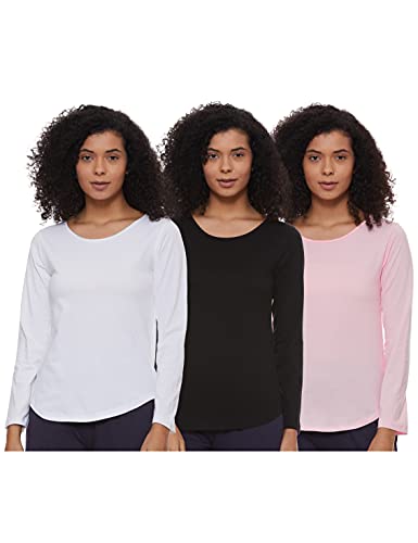 Image of A.T.U.N. (ALL THINGS UBER NICE) Womens Printed Cotton Long Sleeve Regular T-Shirt (Pack of 3)