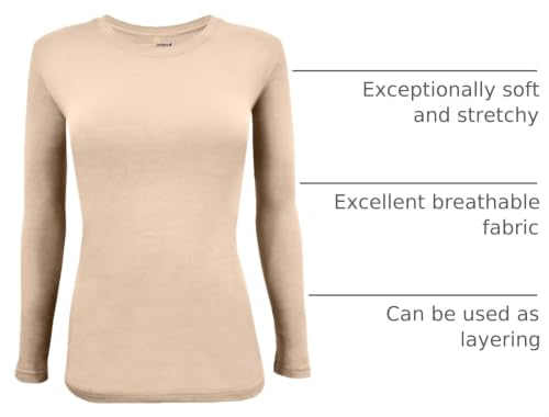Image of Natural Uniforms Women's Long Sleeve Underscrub T-Shirt - Cotton Blend Scrub Base Layer for Nurses & Medical Professionals