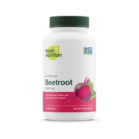 Fresh Nutrition Organic Beet Root Capsules - 2400mg Potent Dosage - Antioxidant Support - Vegan, Non GMO, Gluten-Free - 90 Capsules Cover