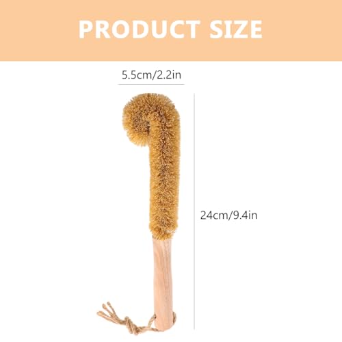 Image of ORFOFE 1pc Coconut Long Handle Cleaning Brush for Cups Mugs Glassware and Bottles Durable Bottle Brush with Lengthened Handle for Deep Cleaning