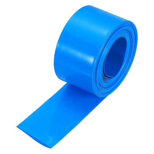 sourcing map Battery Wrap PVC Heat Shrink Tubing 25mm Dia 40mm Flat 26 Feet Blue Good Insulation for Battery Pack-8m