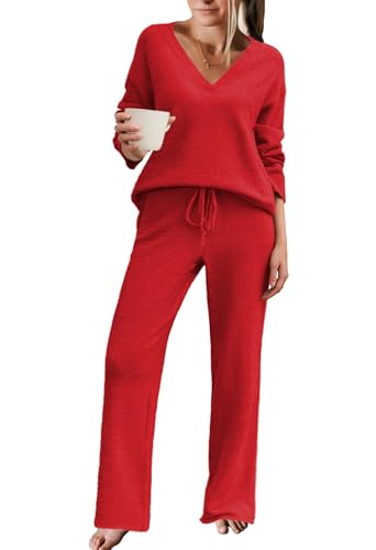 Ekouaer Womens Fuzzy Fleece Lounge Set Two Piece Sleepwear 2025