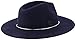 ANGELA & WILLIAM Women Fashion 100% Wool Fedora Floppy Hat Cap with Mwtal Tube Belt (Navy Blue)