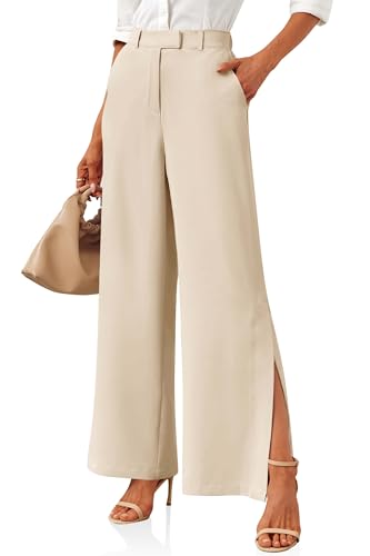 Image of Cicy Bell Womens Side Split Dress Pants Wide Leg Business Casual Trousers