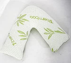 Pure Fashion UK Bamboo V Shape Anti-Allergy Memory Foam Pillow with Cover. Best For Nursing, Maternity & Pregnancy. Supper Support and Comfort for Neck, Back and Shoulder