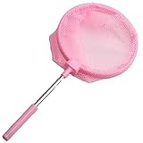 虫取り網 4段伸縮 長さ調節可能 昆虫ネット 伸縮式 虫とり網 屋外ツール 水陸両用 取り外し 軽量 ツール (ピンク)
