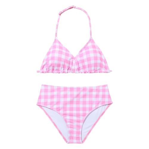 Girls 2 Piece Beach Bikinis Bathing Suits Cute Plaid Swimsuit Adjustable Straps Halte𝐫 Top Bikini Sets Swimwear
