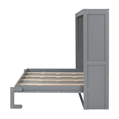 Tiiiopkvvv Bett in voller Größe, zusammenklappbar, verstecktes schlichtes Design, kann in einen Schrank gefaltet werden, kein Boxspringbett erforderlich, rutschfest (Weiß, Einheitsgröße) – Bild 7