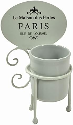 Vacchetti Toothbrush Holder Metal Ceramic Paris White, Multicolor, Small