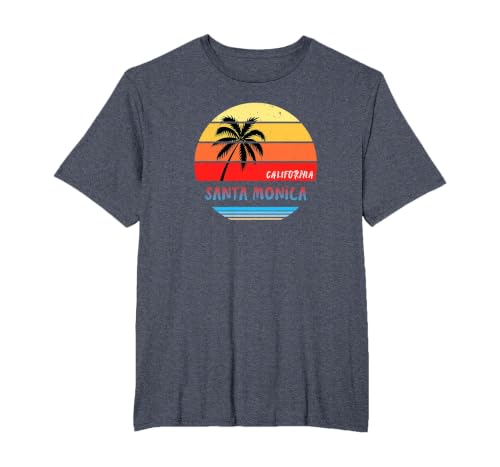 Santa Monica Shirt | Santa Monica California T-Shirt, Men's Big and Tall, Heather Blue, 5X Tall