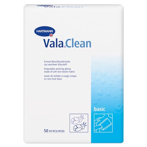 ValaClean - Gants de Toilette Molletonnés Non Tissés Jetables - Ultra Doux - Résistants - Sachet de 50 Gants