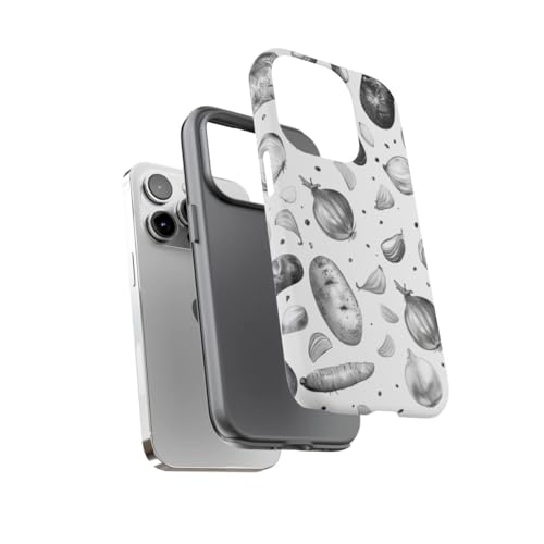 Coque iPhone 14 Pro motif végétal noir et blanc rigide mate - 3