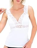 DIVAMORE Lace Tank Tops for Women, Plus Size Camisole, Lace Strap V Neck Undershirt, Sleeveless Tops, White 6055, XL